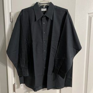 Van Heusen Men's Fitted Pique Dress Shirt Long Sleeve 17 1/2 (32/33)